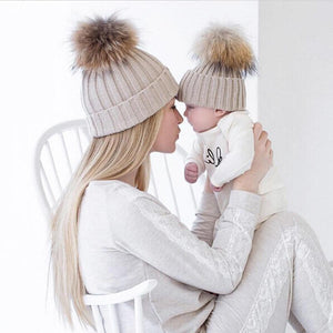 Mom and Baby Knitted  Beanie